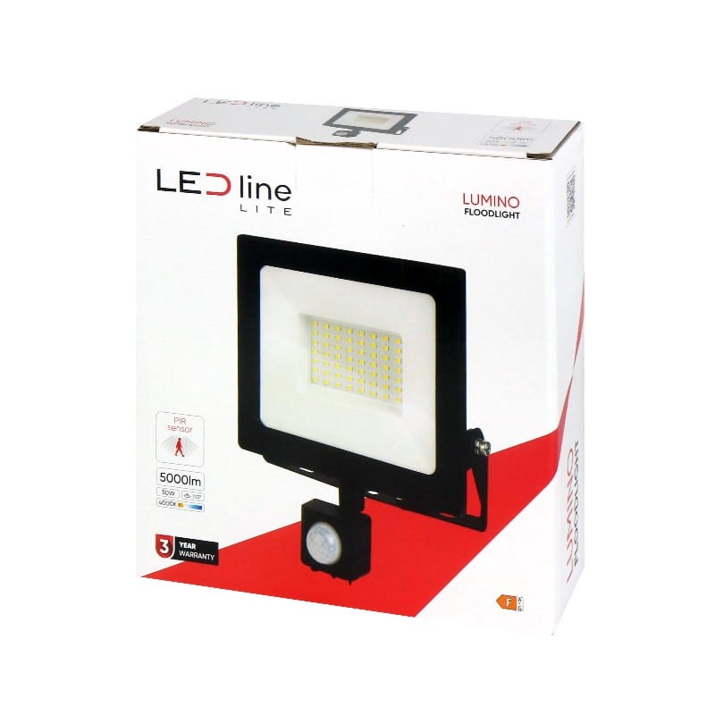 Naświetlacz LED LEDline Lite 50W 4000K biała dzienna LUMINO z czujnikiem ruchu opakowanie