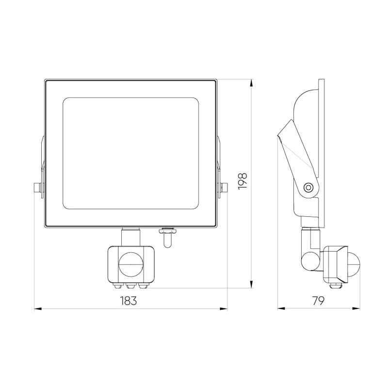 Naświetlacz LED LEDline Lite 50W 4000K biała dzienna LUMINO z czujnikiem ruchu wymiary
