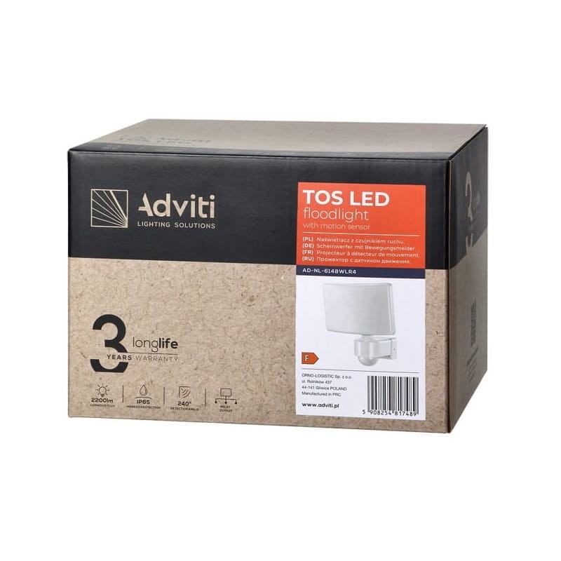 Naświetlacz LED TOS 30W biały neutralny z czujnikiem ruchu opakowanie