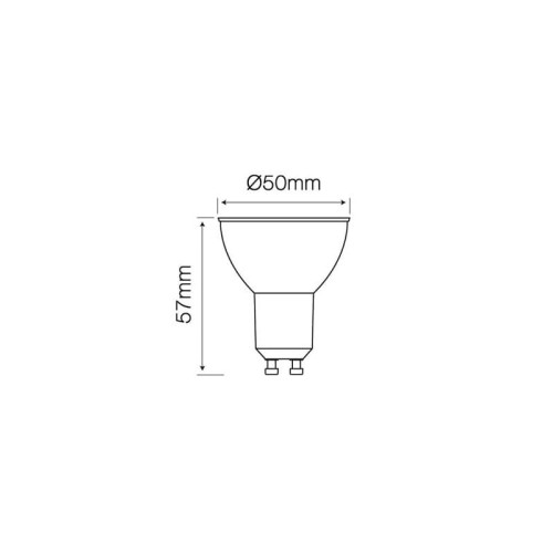 Żarówka LED Ledline GU10 3W 230V 120° 6500K biała zimna wymiary