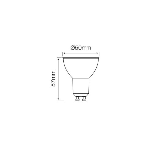 Żarówka LED Ledline GU10 3W 230V 120° 2700K biała ciepła wymiary