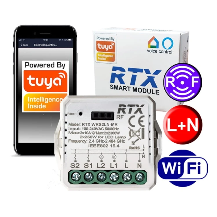 Przekaźnik Dopuszkowy 2 kanały WiFi TUYA LN opc RF