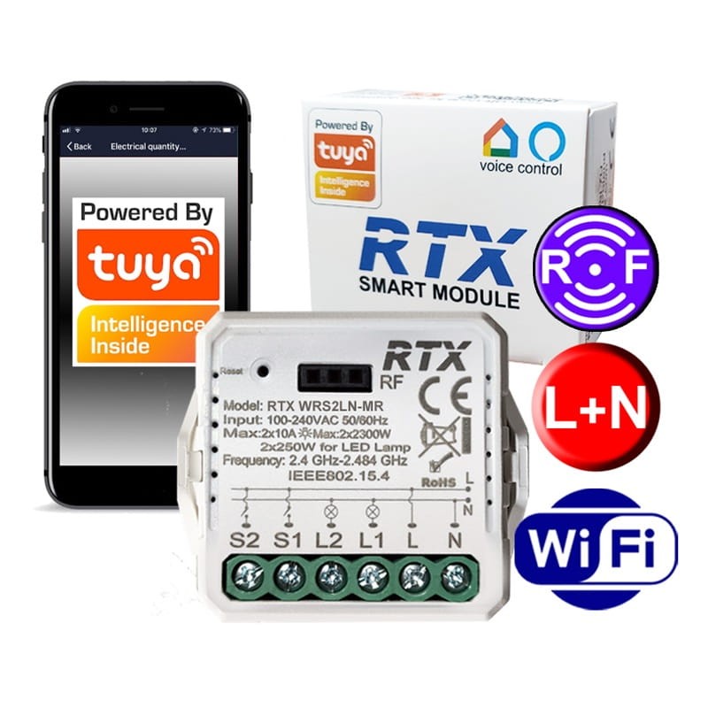 Przekaźnik Dopuszkowy 2 kanały WiFi TUYA LN opc RF