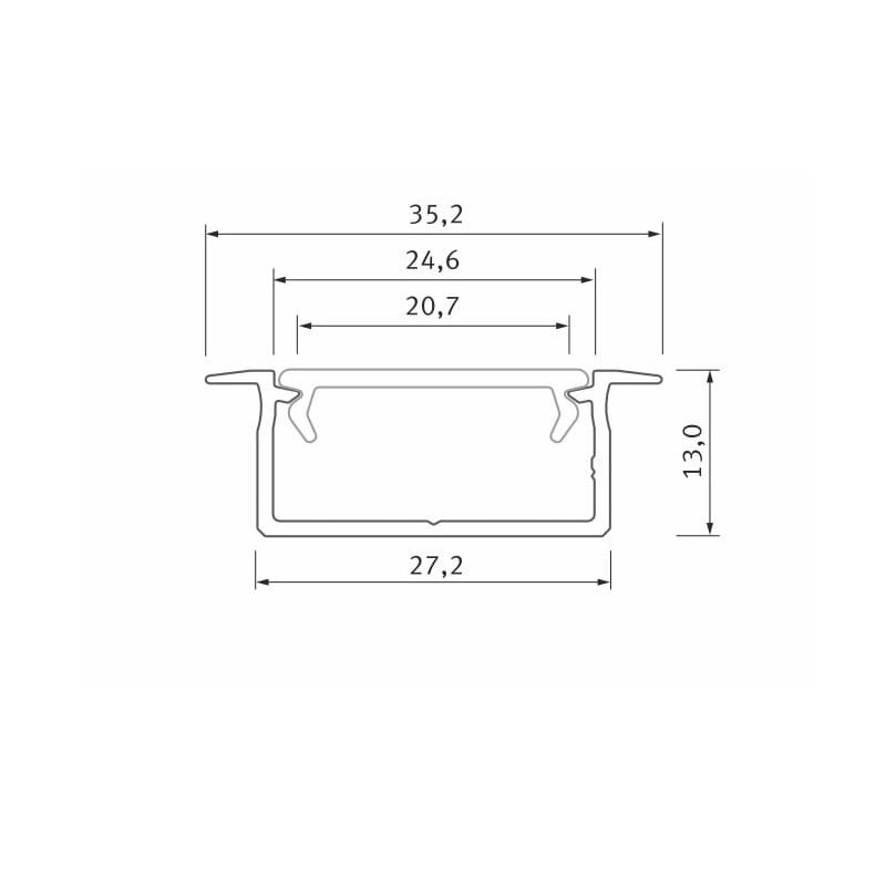 PROFIL typ Gemi czarny anodowany wpuszczany płaski 2 metry wymiary