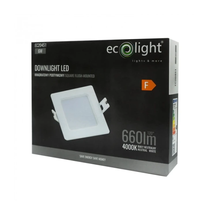 Panel LED 6W 660lm 4000K podtynkowy kwadrat opakowanie