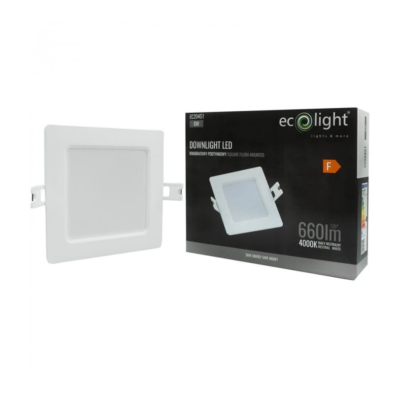 Panel LED 6W 660lm 4000K podtynkowy kwadrat z opakowaniem