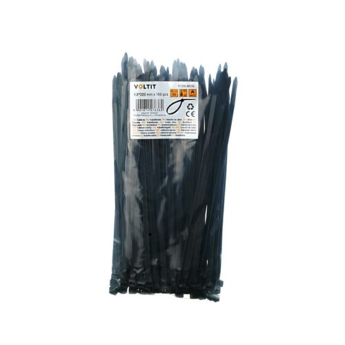 Opaska zaciskowa kablowa 4,8 x 200 nylon 66 czarna - 100 szt.