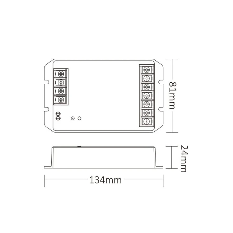 Sterownik LED WiFi 5in1 RGB+CCT uniwersalny 30A - HR5 wymiary sterownika