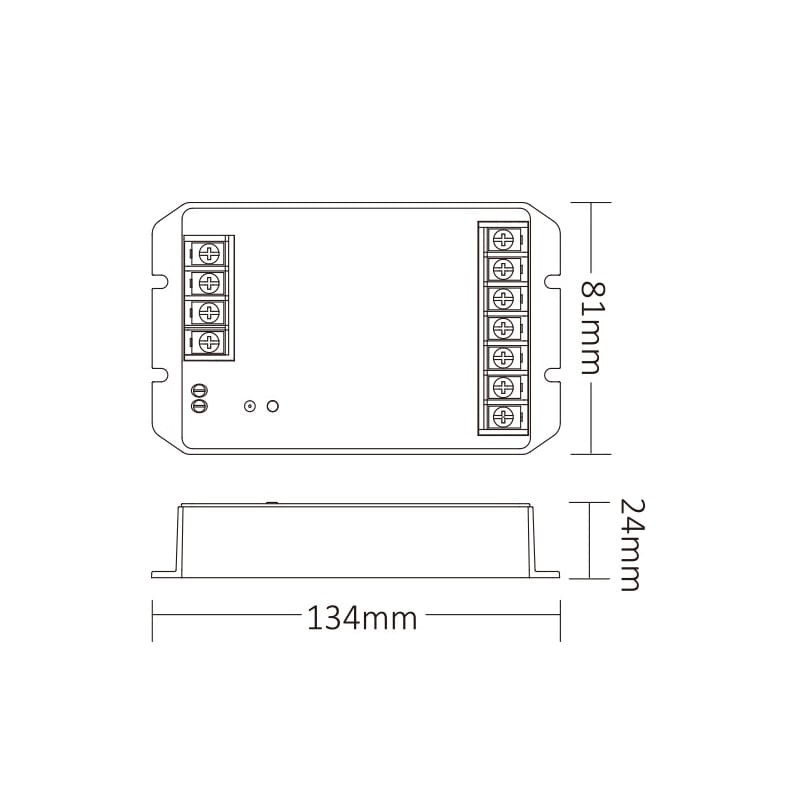 Sterownik LED WiFi 5in1 RGB+CCT uniwersalny 30A - HR5 wymiary sterownika