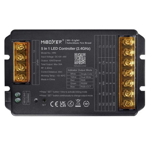 Sterownik LED WiFi 5in1 MONO/CCT/RGB+CCT uniwersalny 30A - HR5