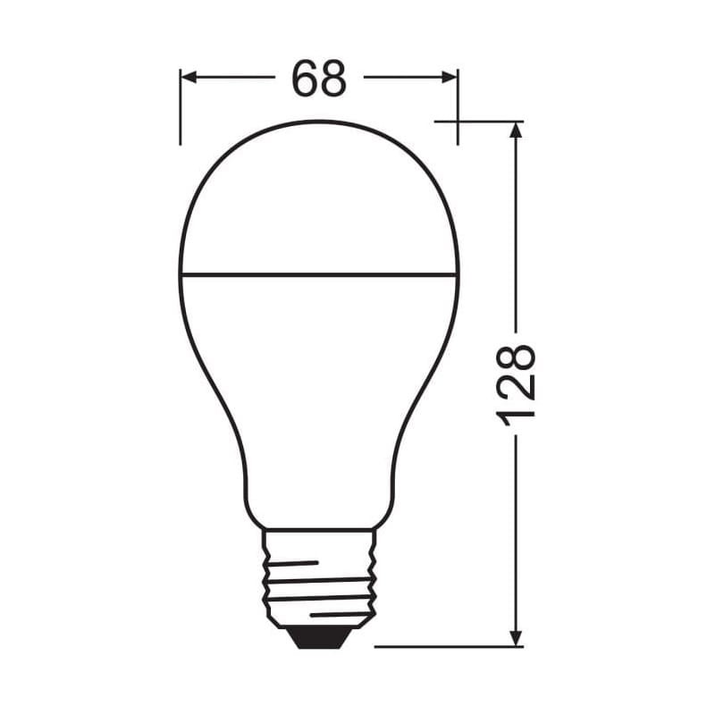 Żarówka LED Osram E27 19W biała zimna Value wymiary