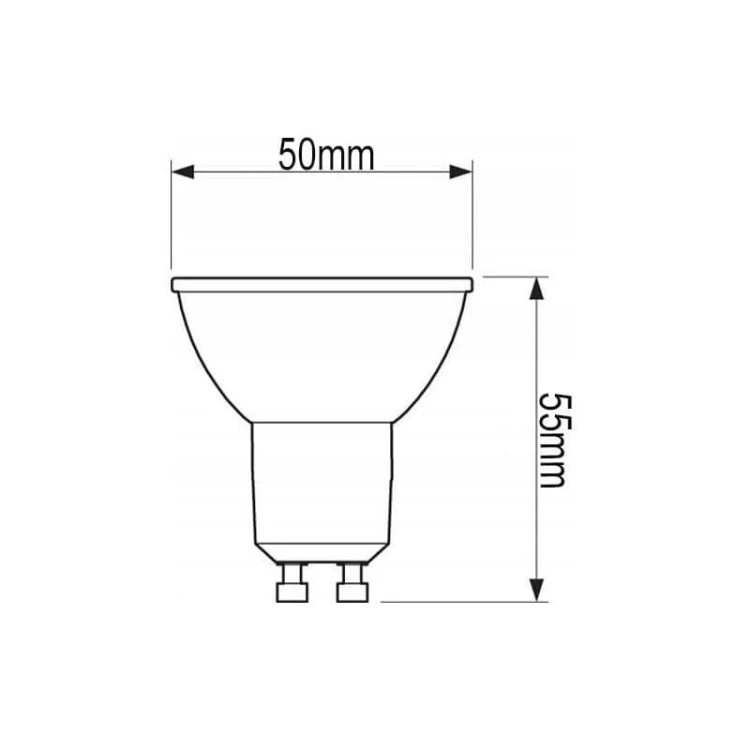 Żarówka LED GU10 6W 230V 120° 3000K biała ciepła wymiary