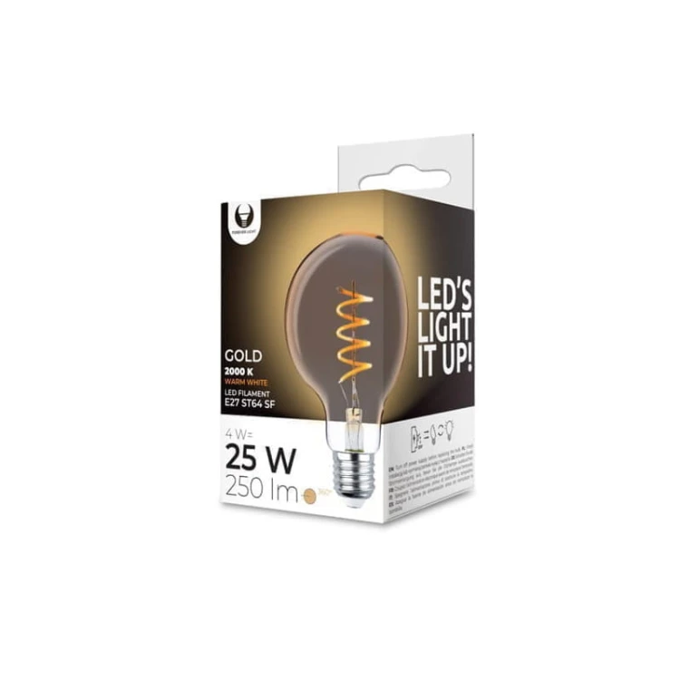 Żarówka LED E27 4W Filament G95 2000K złota opakowanie