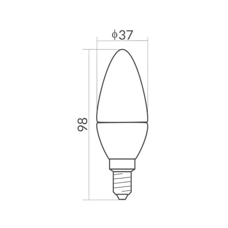 Żarówka LED E14 5W C37 świeczka biała neutralna wymiary