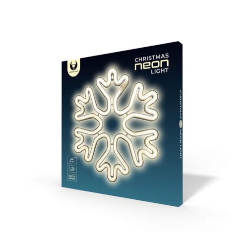 Neon dekoracyjny LED CHRISTMAS PŁATEK ŚNIEGU biały Bat + USB FLNE20 Forever Light opakowanie