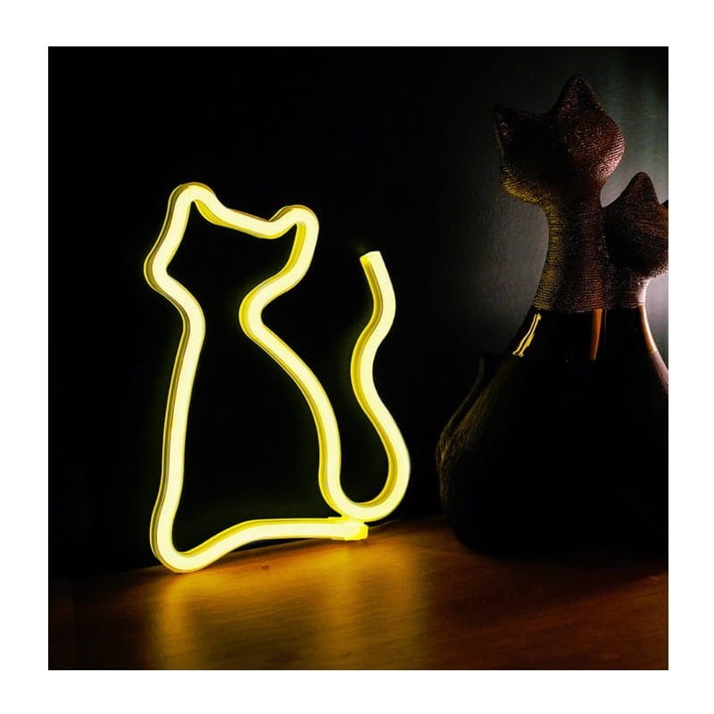 neon kot biały ciepły