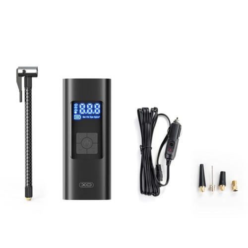 Pompka do kół bezprzewodowa 12V 6000mAh XO CZ012 czarna uniwersalna zestaw