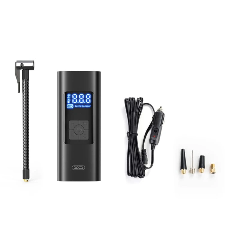 Pompka do kół bezprzewodowa 12V 6000mAh XO CZ012 czarna uniwersalna zestaw