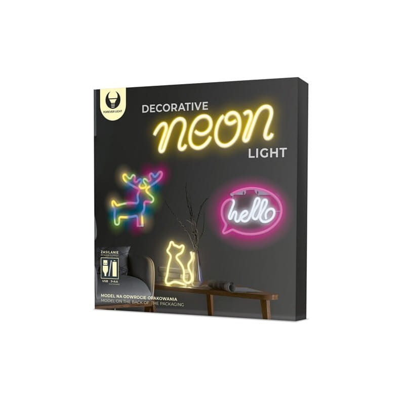 Neon dekoracyjny LED ŁOŚ multikolor Bat + USB FLNE12 Forever Light opakowanie