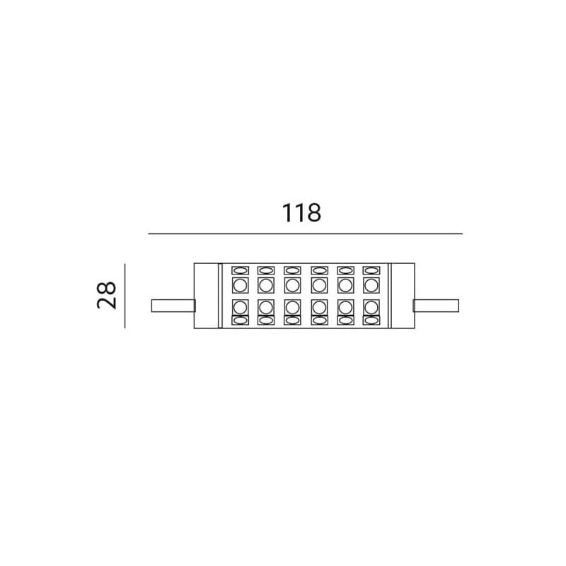 Żarnik, lampa LED R7S 15W 230V 118mm 3000K biała ciepła wymiary