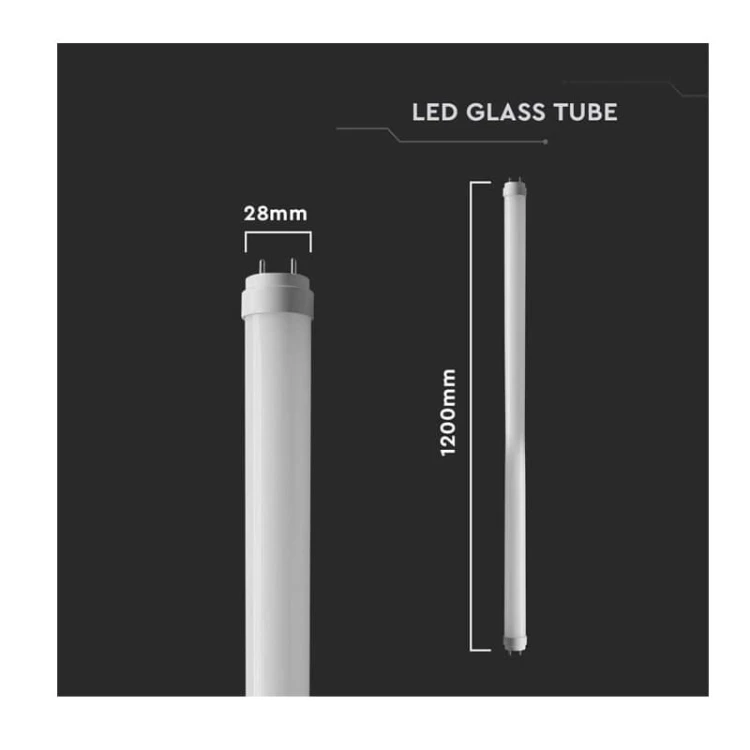 Świetlówka LED T8 18W 120 cm 4000K 1850lm AC-230V - 1-stronne zasilanie wymiary