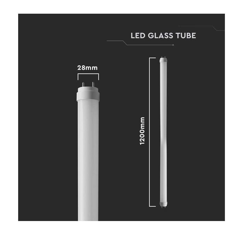 Świetlówka LED T8 18W 120 cm 4000K 1850lm AC-230V - 1-stronne zasilanie wymiary