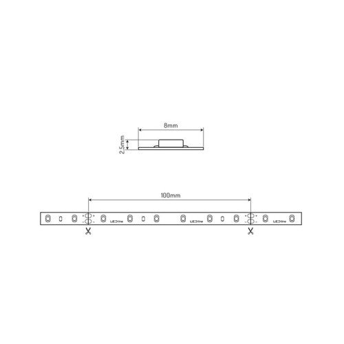 Taśma LED LEDline PRIME 300SMD CRI98 14W/m 24V IP20 4000K biała neutralna 5m. wymiary