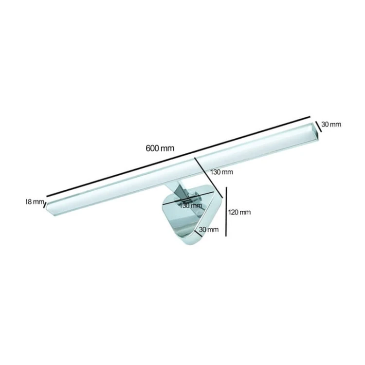 Kinkiet, lampa nad lustro REGULUS 12W 60 cm chrom wymiary