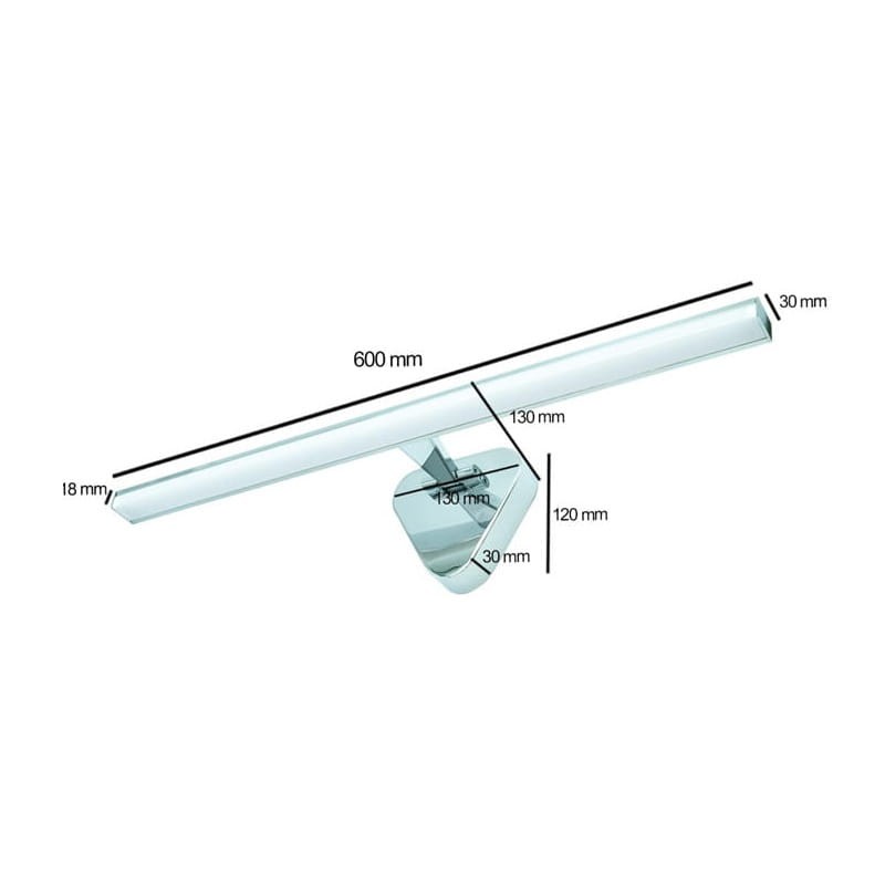 Kinkiet, lampa nad lustro REGULUS 12W 60 cm chrom wymiary