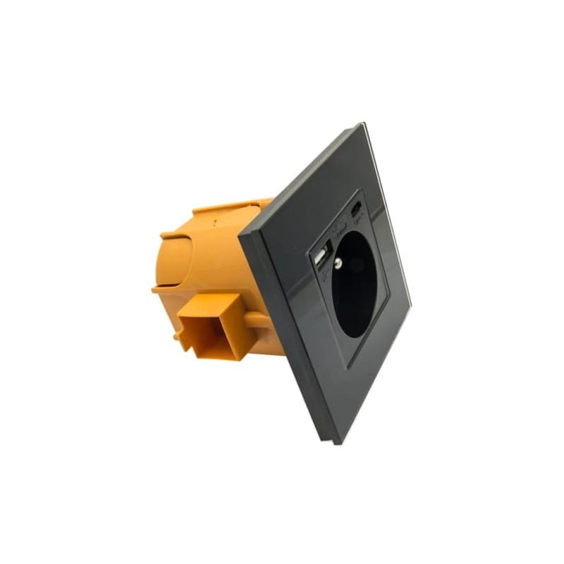 Gniazdko elektryczne pojedyncze czarne z USB A&C