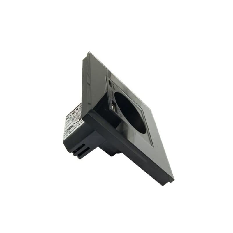 Gniazdko elektryczne pojedyncze czarne z USB A&C z ramką szklaną