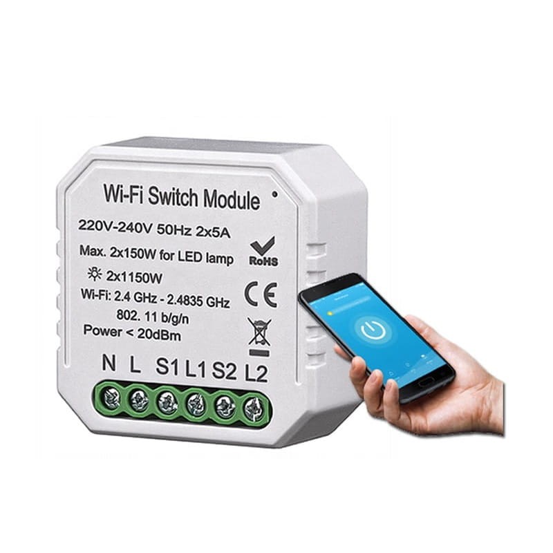 WiFi TUYA włącznik przekaźnik dopuszkowy podwójny
