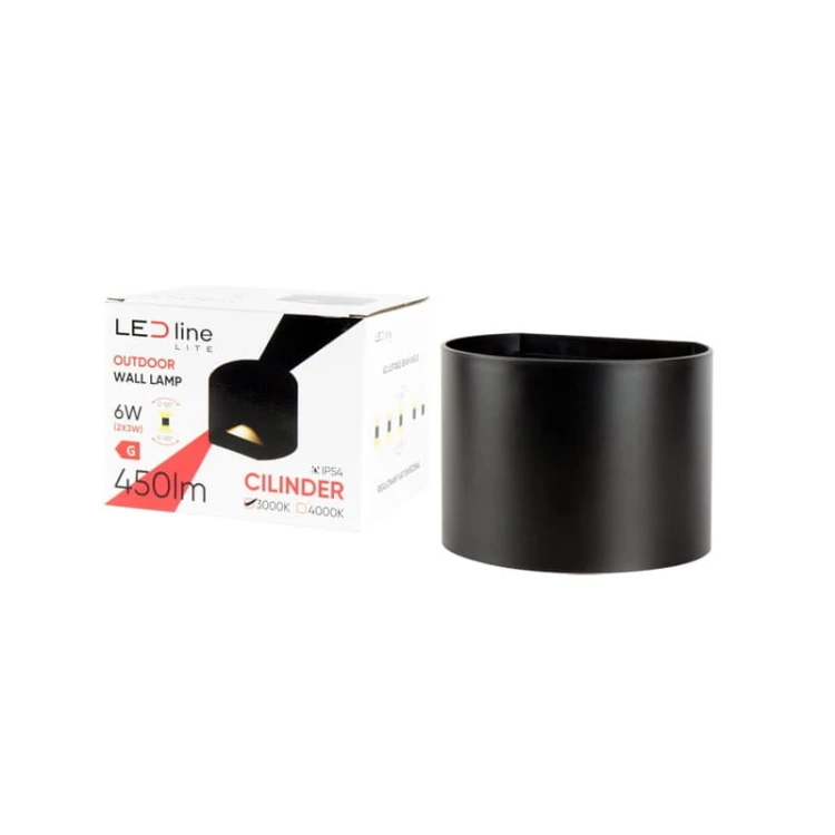 Kinkiet zewnętrzny LITE LED 2x3W 3000K ruchomy czarny CILINDER z opakowaniem
