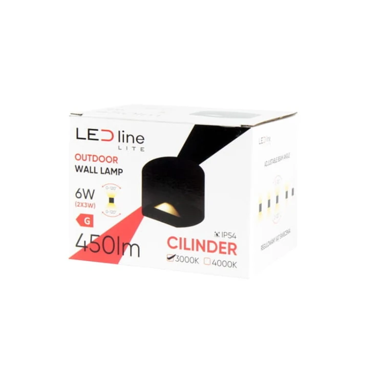 Kinkiet zewnętrzny LITE LED 2x3W 3000K ruchomy czarny CILINDER opakowanie