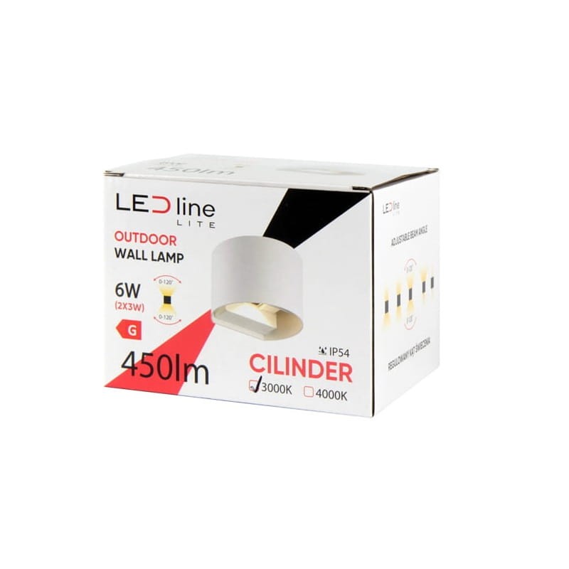 Kinkiet zewnętrzny LITE LED 2x3W 3000K ruchomy biały CILINDER opakowanie