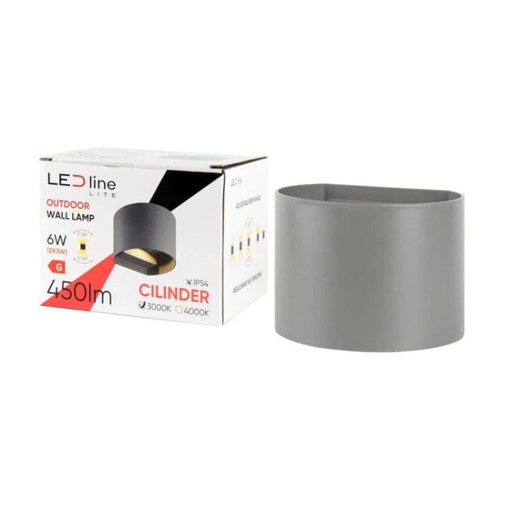 Kinkiet zewnętrzny LITE LED 2x3W 3000K ruchomy szary CILINDER z opakowaniem