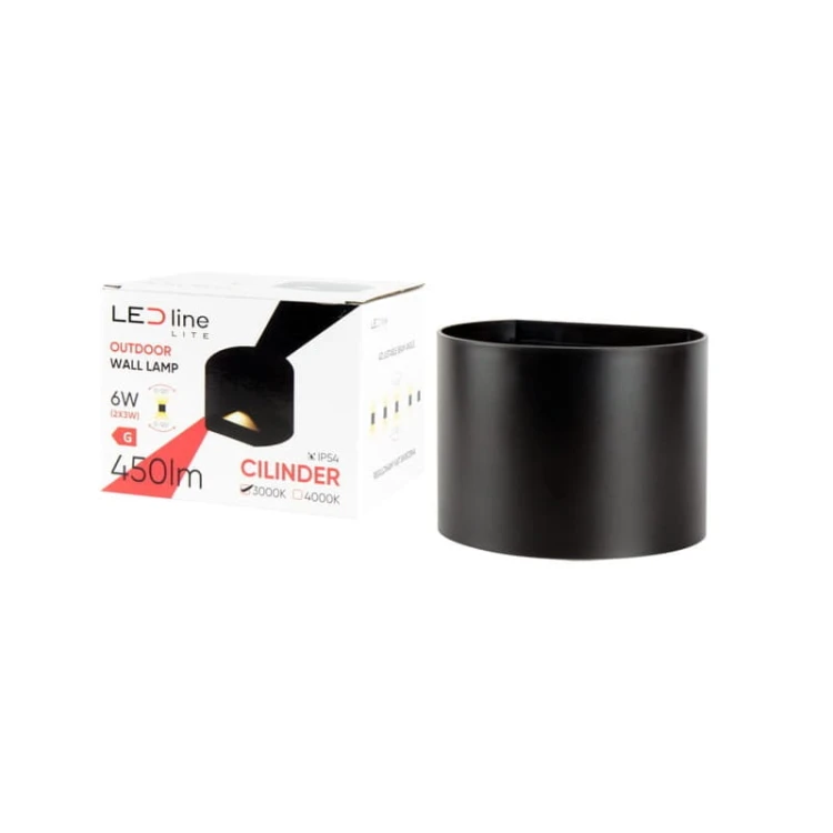 Kinkiet zewnętrzny LITE LED 2x3W 4000K ruchomy czarny CILINDER z opakowaniem