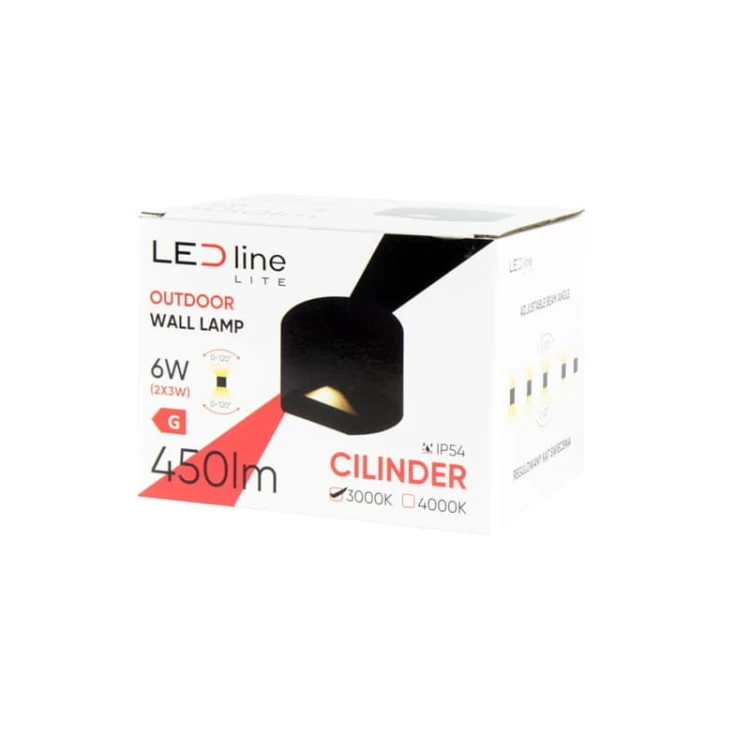 Kinkiet zewnętrzny LITE LED 2x3W 4000K ruchomy czarny CILINDER opakowanie