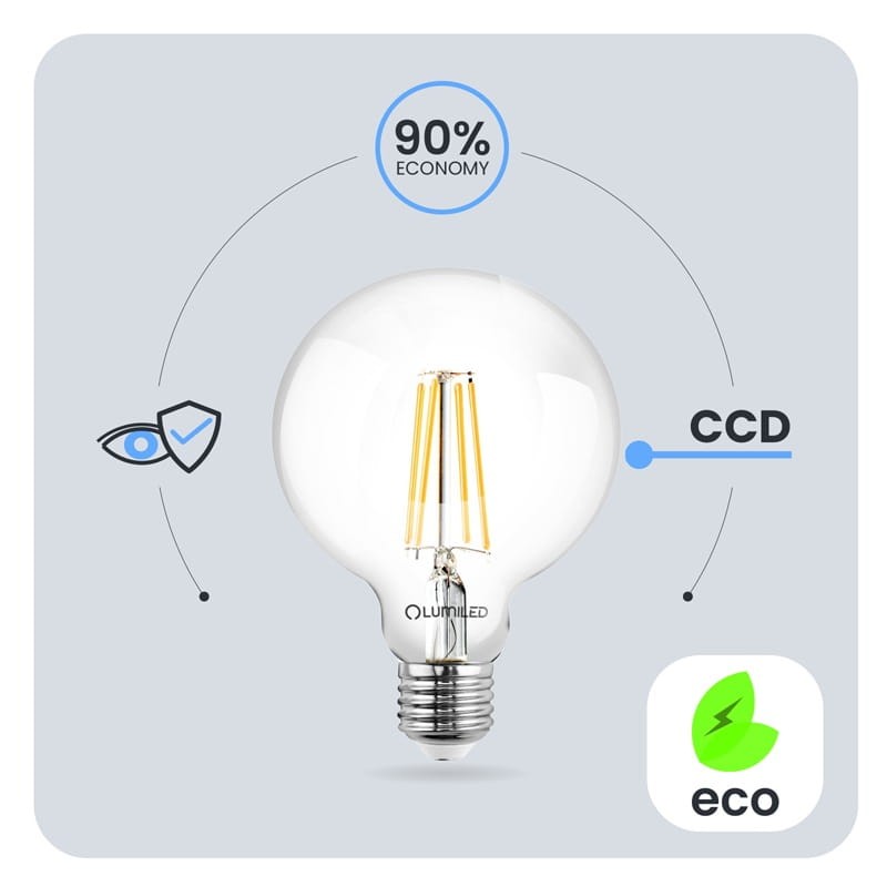 Żarówka LED E27 7W ciepła 3000K 806lm kula G125 eco