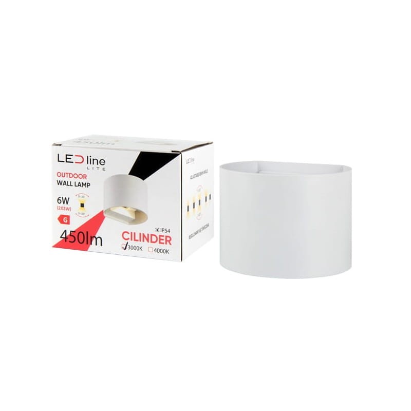 Kinkiet zewnętrzny LEDLINE LITE LED 2x3W 4000K ruchomy biały CILINDER z opakowaniem