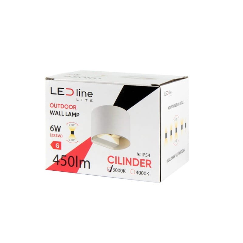 Kinkiet zewnętrzny LEDLINE LITE LED 2x3W 4000K ruchomy biały CILINDER opakowanie