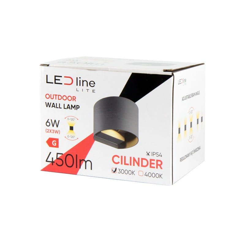 Kinkiet zewnętrzny LITE LED 2x3W 4000K ruchomy szary CILINDER opakowanie