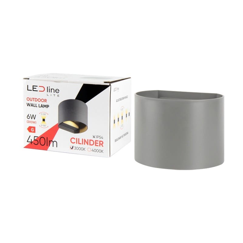 Kinkiet zewnętrzny LITE LED 2x3W 4000K ruchomy szary CILINDER z opakowaniem