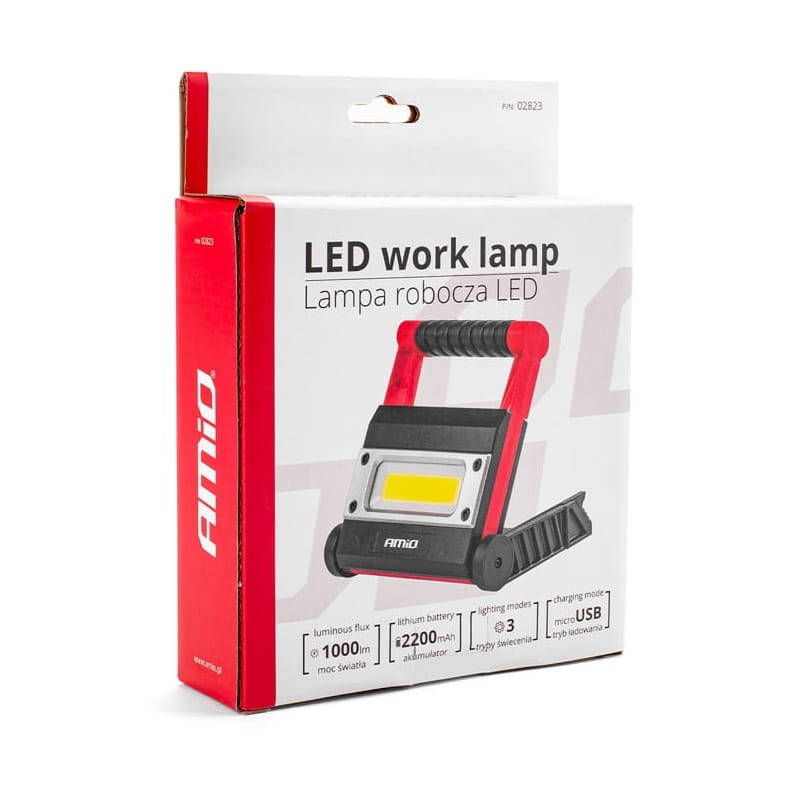Lampa robocza, naświetlacz przenośny LED WT13 biały zimny z akumulatorem + USB opakowanie
