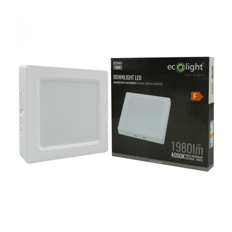 Panel LED 18W natynkowy kwadrat biały neutralny 4000K z opakowaniem