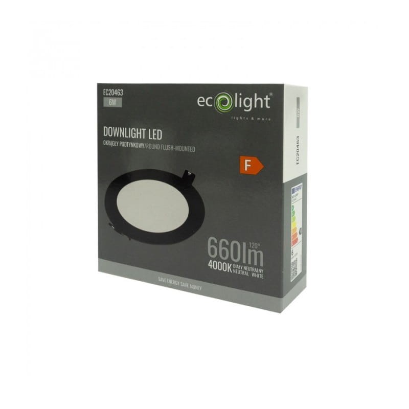 Panel LED 6W 660lm 4000K podtynkowy okrągły opakowanie