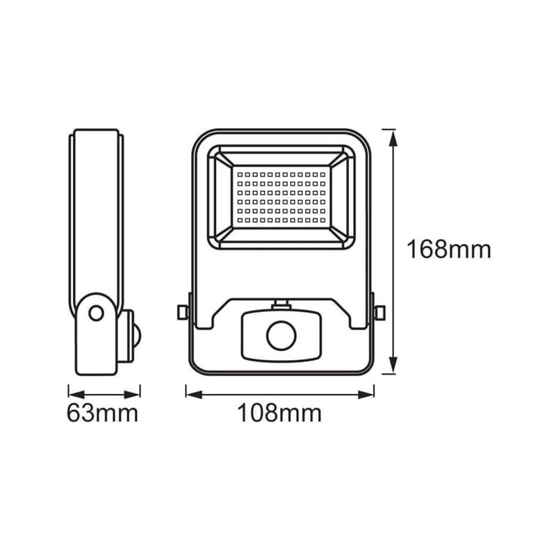 Naświetlacz LED LEDVANCE FLOODLIGHT Endura 10W - 4000K szary z czujnikiem ruchu wymiary