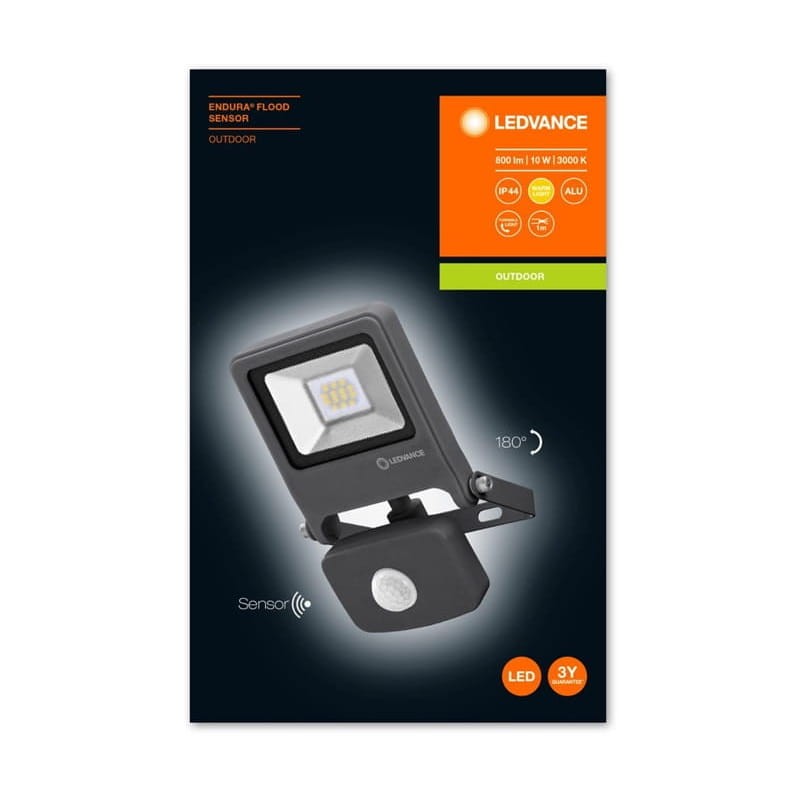 Naświetlacz LED LEDVANCE FLOODLIGHT Endura 10W - 4000K szary z czujnikiem ruchu opakowanie