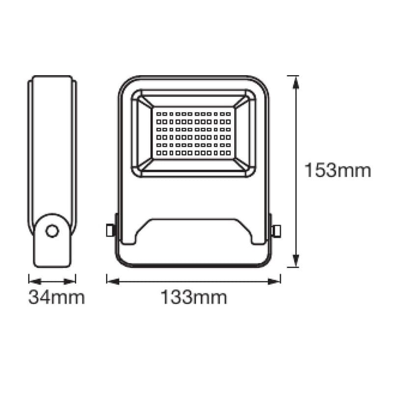 Naświetlacz LED LEDVANCE FLOODLIGHT Endura 20W - 4000K szary wymiary