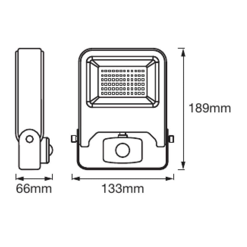 Naświetlacz LED LEDVANCE FLOODLIGHT Endura 20W - 4000K szary z czujnikiem ruchu wymiary